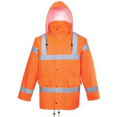 Portwest T34 Hi-Vis Orange Breathable Winter Traffic Jacket - Waterproof, Warm, Rail Spec