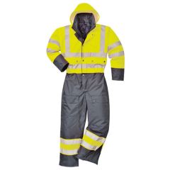 Portwest Hi-Vis Contrast Winter Coverall - Waterproof, Quilt Lined - Yellow S485