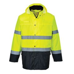 Portwest S166 Hi-Vis Contrast Rain Lite Traffic Jacket - Waterproof (Yellow/Navy)