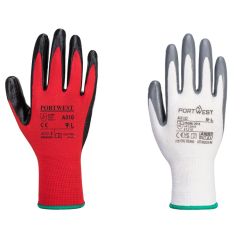 Portwest A310 Flexo Grip Nitrile Gloves (Red or White)