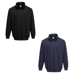 Portwest B309 Sorrento Zip Neck Sweatshirt (Black or Navy)