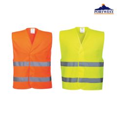 Portwest C474 Hi-Vis Two Band Waistcoat Vest (Orange / Yellow)