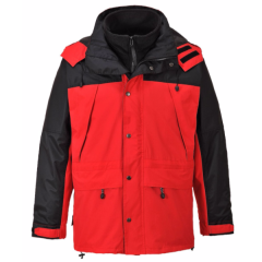Portwest S532 Orkney 3 in 1 Breathable Jacket - - Waterproof, Windproof (Red/Black)