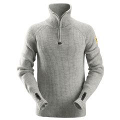 Snickers 2905 AllroundWork Zip Neck Wool Sweater (Grey Melange)