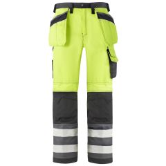 Snickers 3233 High-Vis Holster Pocket Trousers, Class 2 (High Vis Yellow / Muted Black)