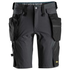 Snickers 6108 LiteWork Shorts+ with Detachable Holster Pockets (Steel Grey/Black)