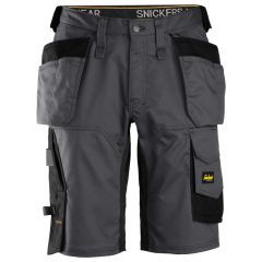 Snickers 6151 AllroundWork Stretch Loose Fit Work Shorts Holster Pockets (Steel Grey/Black)