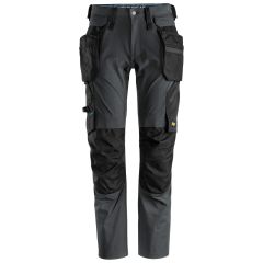 Snickers 6208 LiteWork Trousers+ Detachable Holster Pockets (Steel Grey/Black)