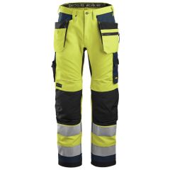 Snickers 6230 AllroundWork Hi Vis Work Trousers+ Holster Pockets Class 2 (Hi Vis Yellow/Navy)