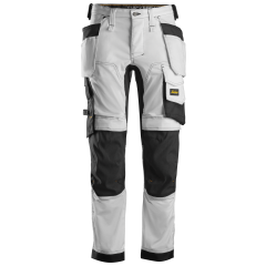 Snickers 6241 AllroundWork Stretch Work Trousers with Holster Pockets (White/Black)