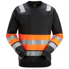 Snickers 8031 High-Vis Class 1 Sweatshirt (Black / Hi Viz Orange)