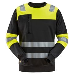 Snickers 8031 High-Vis Class 1 Sweatshirt (Black / Hi Viz Yellow)