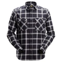 Snickers 8516 AllroundWork Flannel Checked Long Sleeve Shirt (Black/Grey)