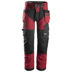 Snickers FlexiWork 6902 Work Trousers with Holster Pockets (Chili Red/Black)