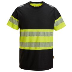 Snickers 2538 High-Vis Class 1 T-Shirt (Black / Yellow)