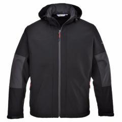 Portwest TK53 Softshell Jacket with Hood - Water Resistant, Windproof (Black)