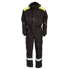 Tranemo 6210 Winter Boilersuit - Waterproof, Quilt Lined (Black/High Vis Yellow)