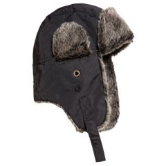 Tranemo 9048 Winter Cap - Quilted Lining, Fibre Fur (Black)