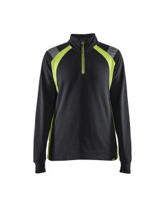 Blaklader 3403 Women's Sweater Halfzip - Black/Hi-Vis Yellow
