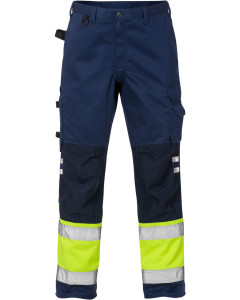 Fristads High Vis Trousers Class 1 2032 PLU (100979) (Hi-Vis Yellow/Navy)