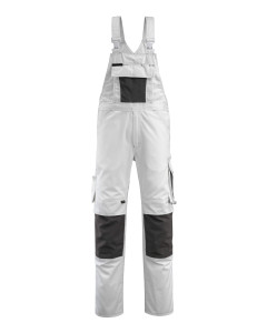 MASCOT 12169 Augsburg Unique Bib & Brace With Kneepad Pockets - White/Dark Anthracite