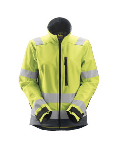 Snickers 1237 AllroundWork Women's Hi-Vis Softshell Jacket (Hi-Vis Yellow/Steel Grey)