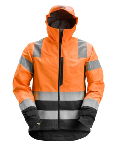 Snickers 1330 AllroundWork High-Vis Waterproof Shell Jacket - Class 3 (Hi-Vis Orange/Black)