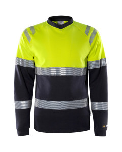 Fristads Flamestat High Vis Long Sleeve T-Shirt - 7107 TFL (Hi-Vis Yellow/Navy)