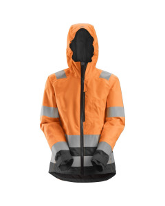 Snickers 1347 AllroundWork Women's Hi-Vis Waterproof Jacket Class 2/3 (Hi-Vis Orange/Steel Grey)