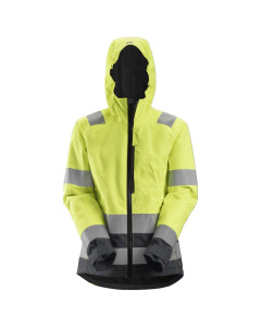 Snickers 1347 AllroundWork Women's Hi-Vis Waterproof Jacket Class 2/3 (Hi-Vis Yellow/Steel Grey)