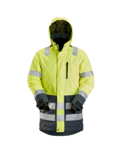 Snickers 1830 AllroundWork Hi-Vis Waterproof Parka Class 3 (Hi-Vis Yellow/Steel Grey)