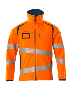 MASCOT 19002 Accelerate Safe Softshell Jacket - Mens - Hi-Vis Orange/Dark Petroleum