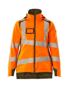MASCOT 19045 Accelerate Safe Winter Jacket - Womens - Hi-Vis Orange/Moss Green