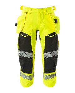 MASCOT 19049 Accelerate Safe 3/4 Length Trousers With Holster Pockets - Hi-Vis Yellow/Black