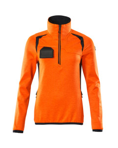 MASCOT 19353 Accelerate Safe Fleece Jumper With Half Zip - Womens - Hi-Vis Orange/Dark Navy
