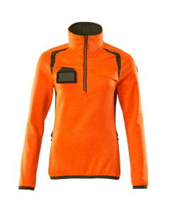 MASCOT 19353 Accelerate Safe Fleece Jumper With Half Zip - Womens - Hi-Vis Orange/Moss Green