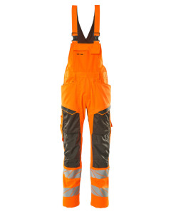 MASCOT 19569 Accelerate Safe Bib & Brace With Kneepad Pockets - Hi-Vis Orange/Dark Anthracite