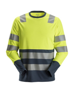Snickers 2433 AllroundWork Hi-Vis Long Sleeve T-Shirt Class 2 (Hi-Vis Yellow/Navy)