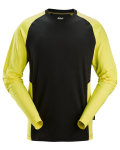 Snickers 2450 Two-Coloured Long Sleeve T-Shirt (Black/Neon Yellow)