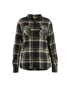 Blaklader 3218 Women's Long Sleeve Flannel Check Shirt - Forest Night/Black