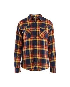 Blaklader 3288 Long Sleeve Flannel Check Shirt - Burnt Red/Dark Navy