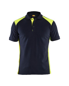 Blaklader 3324 Pique 2 Colour Polo Shirt (Dark Navy Blue/Hi-Vis Yellow)