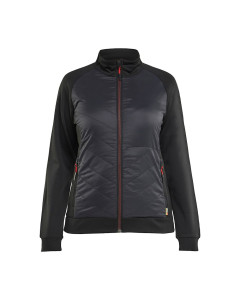 Blaklader 3419 Women's Quilted Hybrid Zip Up Sweatshirt - Black/Red