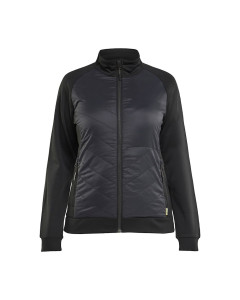 Blaklader 3419 Women's Quilted Hybrid Zip Up Sweatshirt - Black/Dark Grey