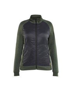 Blaklader 3419 Women's Quilted Hybrid Zip Up Sweatshirt - Autumn Green/Black