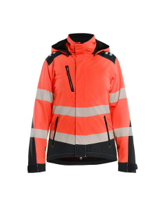 Blaklader 4401 Women's Hi-Vis Lightweight Lined Winter Softshell Jacket - Red Hi-Vis/Black