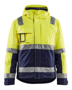 Blaklader 4870 High Vis Winter Jacket - Waterproof, Quilt Lined (Yellow/Navy Blue)