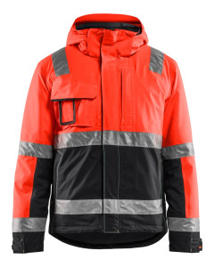 Blaklader 4870 High Vis Winter Jacket - Waterproof, Quilt Lined (Red/Black)