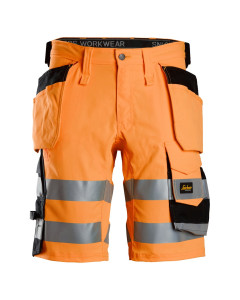 Snickers 6135 Hi-Vis Stretch Shorts with Holster Pockets Class 1 (Hi-Vis Orange/Black)