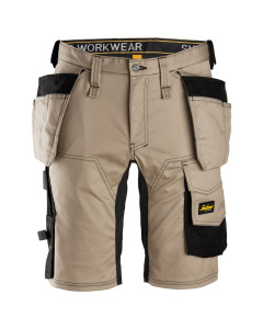 Snickers 6141 AllroundWork Stretch Shorts Holster Pockets (Khaki / Black)